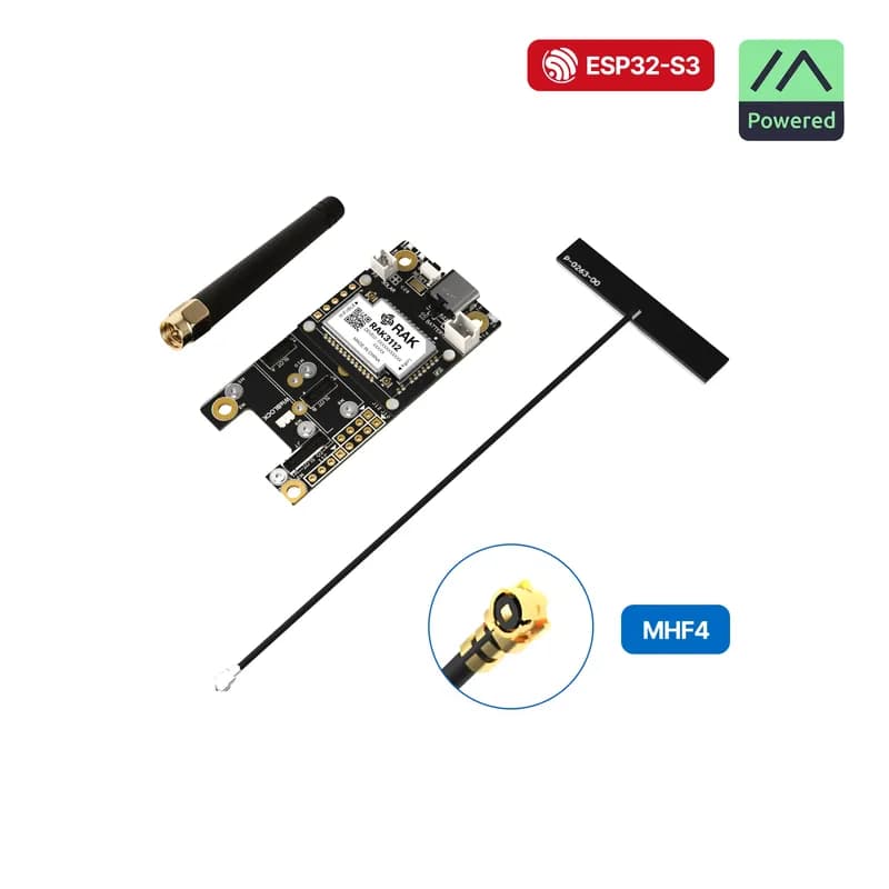 Стартовый комплект WisMesh RAK3312 | Модульный сетчатый комплект WisBlock LoRa с ядром ESP32-S3, предварительно прошитой прошивкой Meshtastic и антенной для автономной связи