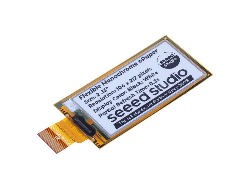 Гибкий монохромный дисплей eInk/ePaper с диагональю 2,13 дюйма, разрешением 212x104 пикселей, интерфейсом SPI, поддержкой XIAO/Arduino/STM32.