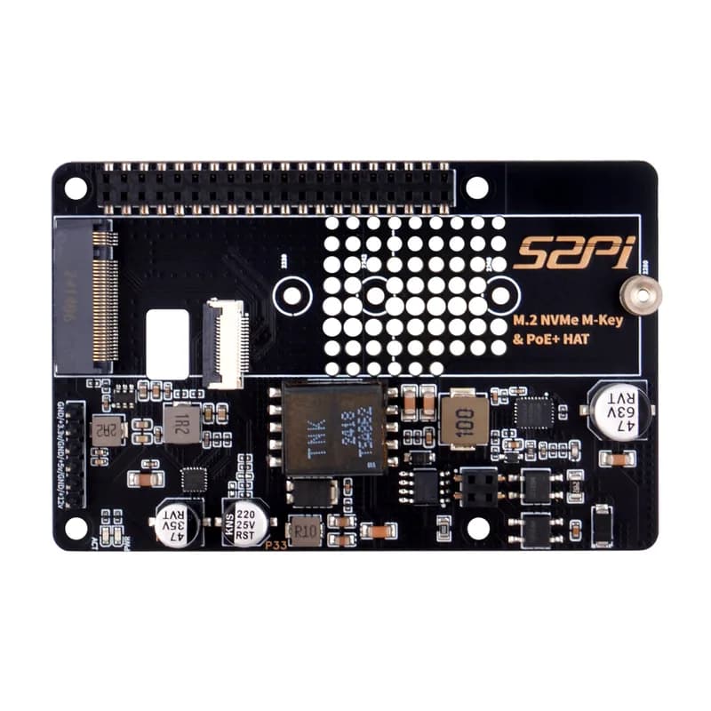 52Pi P33 M.2 NVMe 2280 Плата расширения PoE + HAT для Raspberry Pi 5, поддержка твердотельных накопителей M.2 NVMe 2230/2242/2260/2280