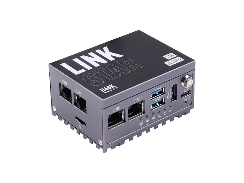 Маршрутизатор LinkStar-H68K-0232 с 2 ГБ ОЗУ и 32 ГБ eMMC, двумя Ethernet-портами 2,5G и двумя Ethernet-портами 1G, выходом 4K, предустановленным Android 11, поддержкой Lubuntu 20.04 и OpenWRT, Home Assistant
Портативный маршрутизатор