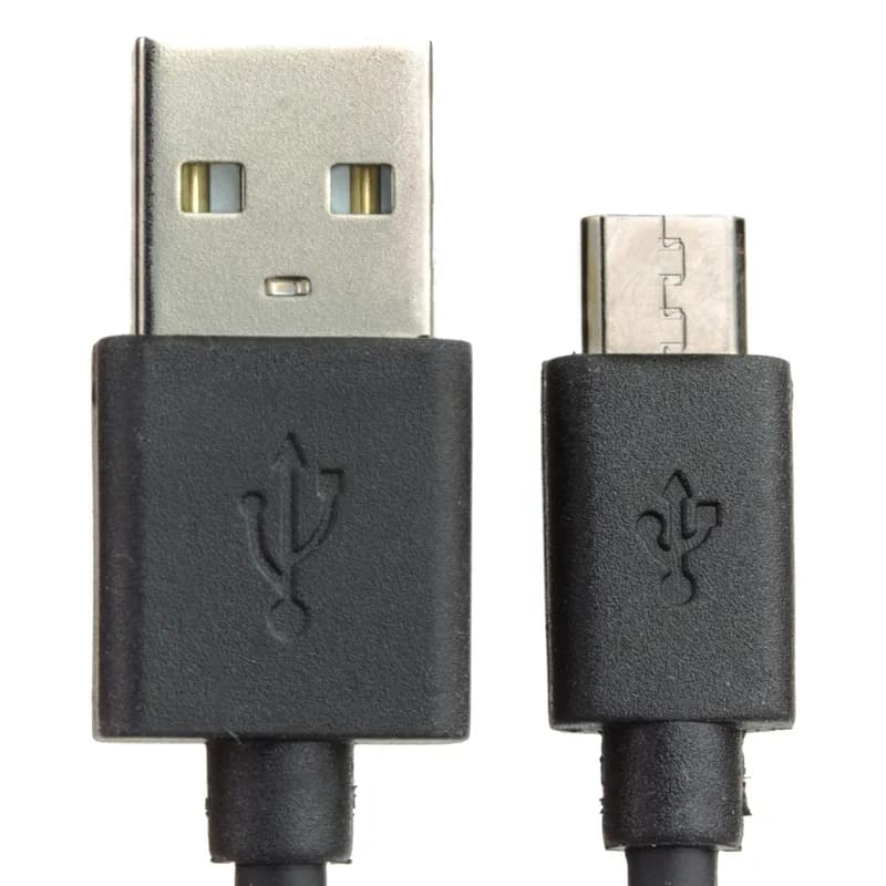 Кабель USB A — microB — черный — 25 см