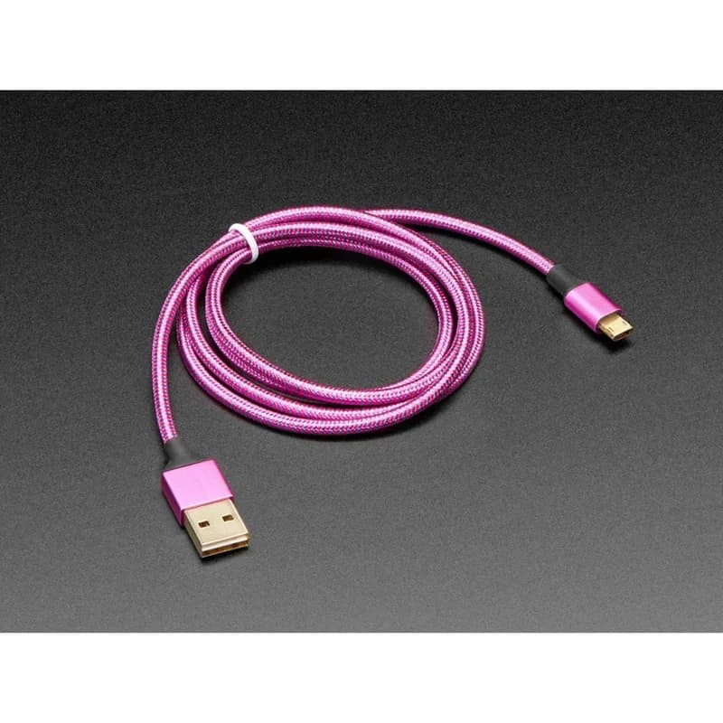 Полностью двусторонний розовый/фиолетовый кабель USB A — micro B — длина 1 м