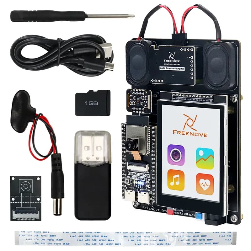 Комплект разработчика Freenove для ESP32-S3 ESP32 S3 CAM-камеры Wi-Fi Bluetooth, двухъядерный 32-битный микроконтроллер с частотой 240 МГц, сенсорный экран Стереодинамики Датчик сердечного ритма, учебный код