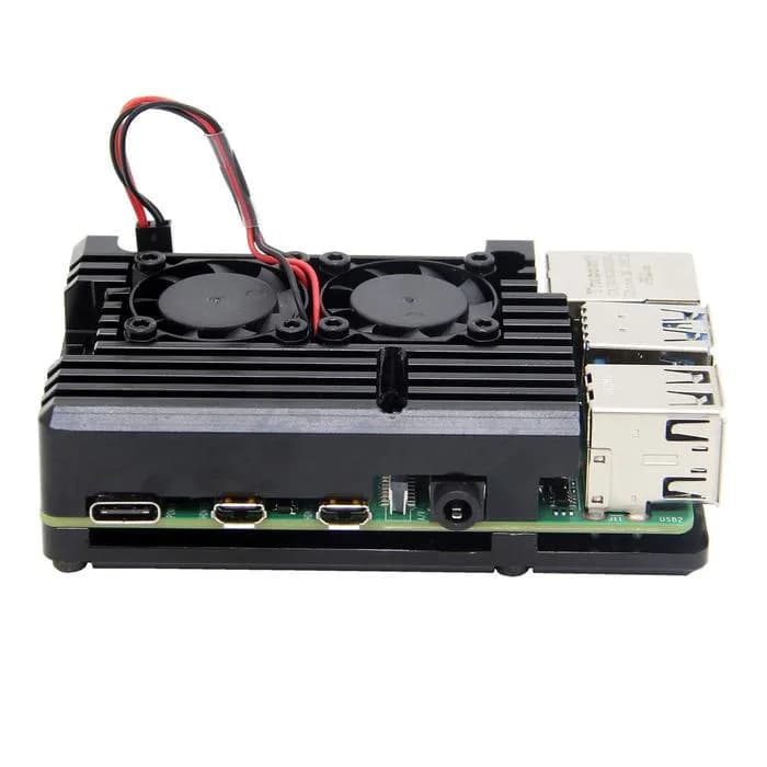 Охлаждающий корпус из алюминиевого сплава Black Raspberry Pi 4 с вентиляторами