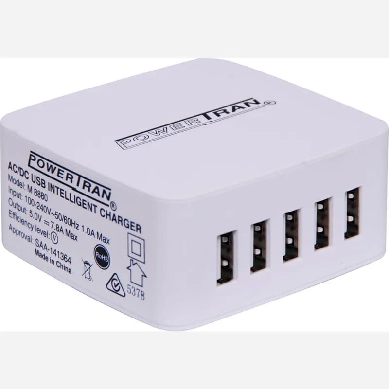 Интеллектуальное сильноточное зарядное устройство USB с 5 выходами, 7,8 А
