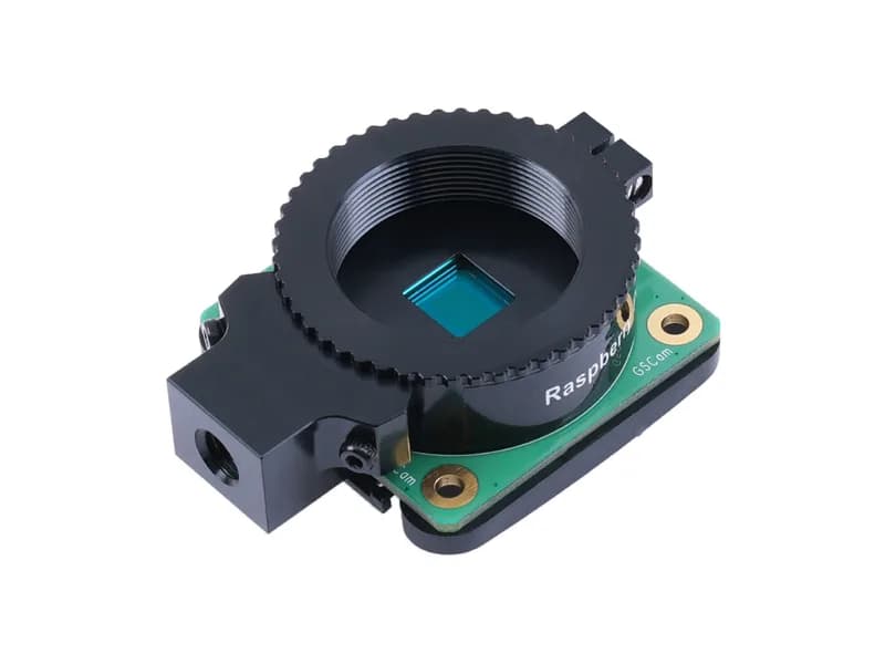 Камера Raspberry Pi с глобальным затвором — крепление C/CS, 1,6-мегапиксельный сенсор IMX296, размер пикселей 3,45 × 3,45 мкм, регулируемая длина заднего фокуса