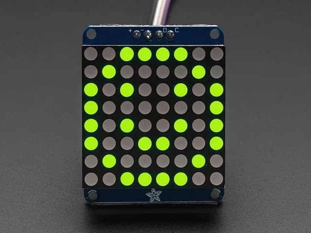 Adafruit Small 1,2-дюймовая светодиодная матрица 8x8 с рюкзаком I2C — желто-зеленый