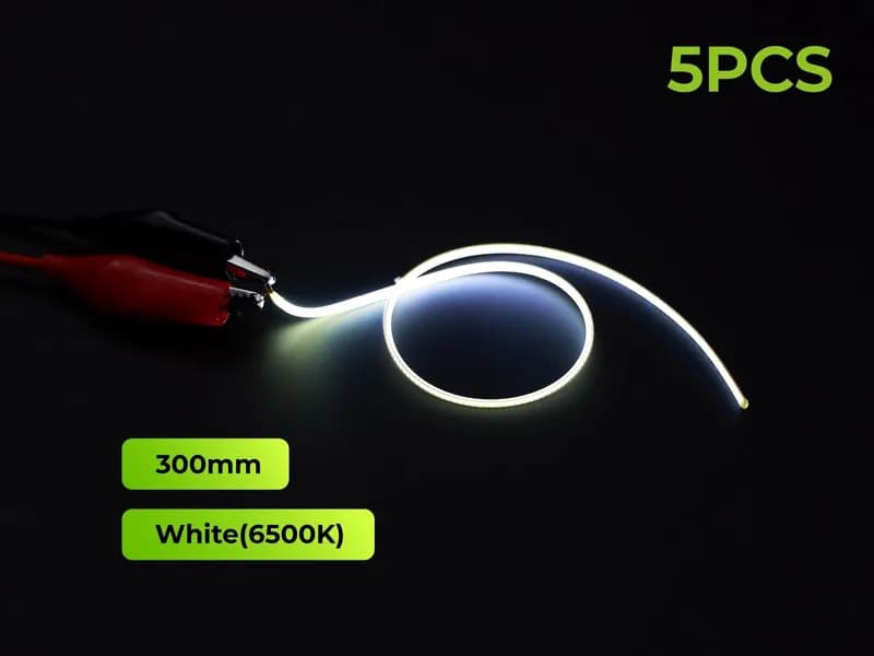 Одноцокольная светодиодная лента COB - белая (6500К), 300 мм (5 шт.)