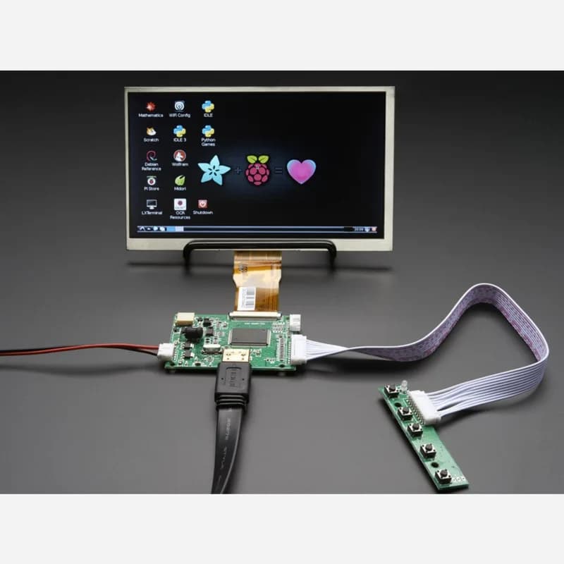 HDMI 4 Pi: 7 Дисплей без сенсорного экрана 1024x600 с мини-драйвером