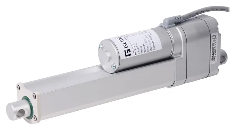 Glideforce MD122006-P Линейный привод средней мощности с обратной связью: 100 кгс, ход 6 дюймов (используемый 5,9 дюйма), 0,58 дюйма/с, 12 В