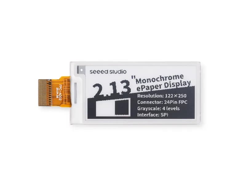 2,13-дюймовый монохромный дисплей eInk/ePaper с разрешением 122x250 пикселей, интерфейс SPI, поддержка XIAO/Arduino