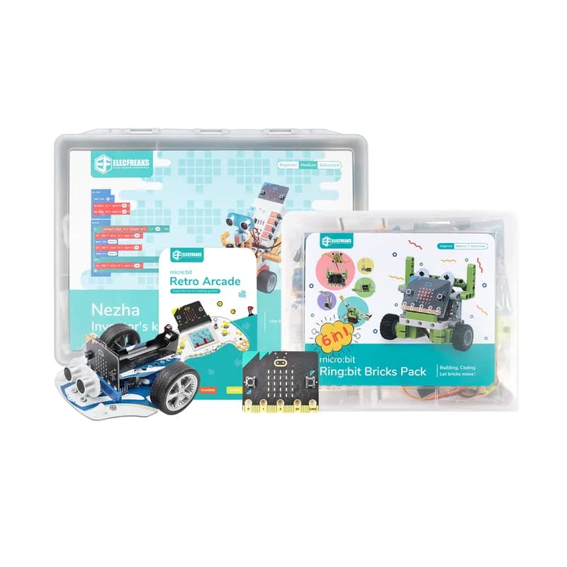 ELECFREAKS Комплект расширения micro:bit Maker — включает Arcade, Cutebot Pro, Ring:bit 6-в-1, Nezha 48-в-1 и плату micro:bit