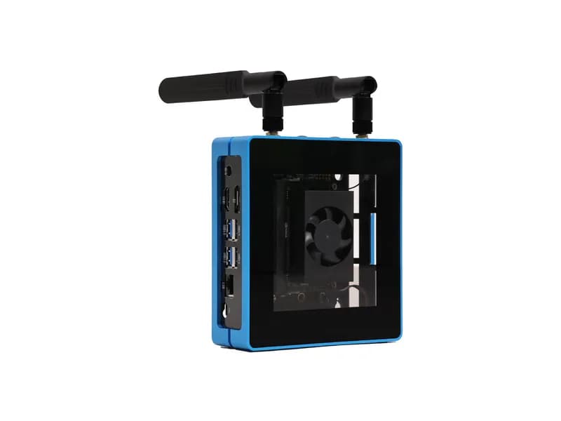 Jetson SUB Mini PC V2 — синий с модулем Jetson Xavier NX, алюминиевым корпусом с охлаждающим вентилятором, твердотельным накопителем на 128 ГБ, Wi-Fi, антеннами и предустановленной системой JetPack