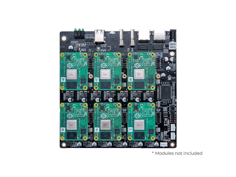 Плата Raspberry Pi CM4 Cluster Mini-ITX — поддержка до 6 CM4, расширение хранилища для каждого CM4, несколько интерфейсов вентилятора и USB, два порта HDMI, два сетевых разъема RJ45, переключатель включения/выключения, кнопка сброса, двойной источник питания
Кластерная плата DeskPi Super6C Raspberry Pi CM4