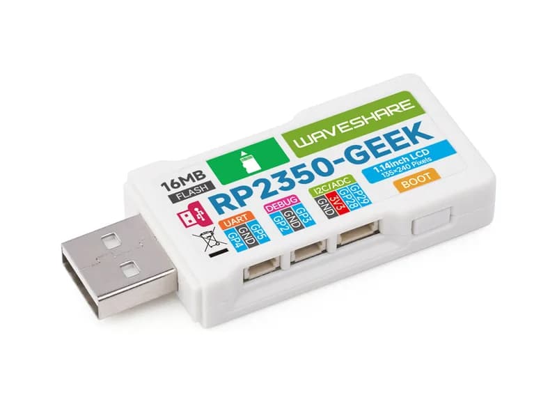 Плата RP2350-GEEK с цветным ЖК-дисплеем 1,14 дюйма и отладкой по USB