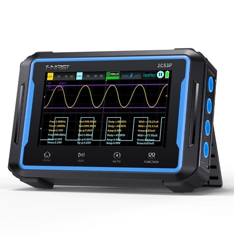 FNIRSI® 2C53P 3-в-1, 50 МГц, 250 мс/с, двухканальный планшетный сенсорный осциллограф, мультиметр, генератор DDS