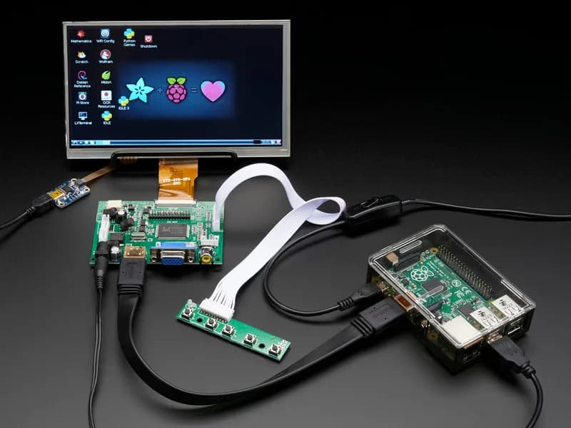 HDMI 4 Pi: 7-дюймовый сенсорный дисплей 1024x600 – HDMI/VGA/NTSC/PAL
