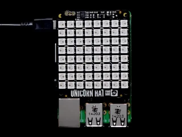 Шапка Pimoroni Unicorn - 8x8 RGB LED Shield для Raspberry Pi A+/B+
