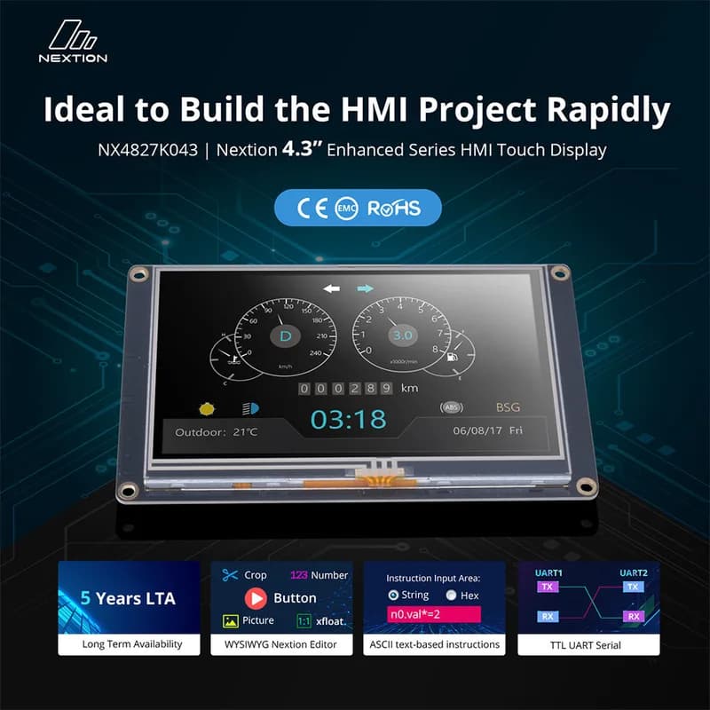 Nextion Enhanced NX4827K043 4,3-дюймовый сенсорный дисплей HMI (IPS)