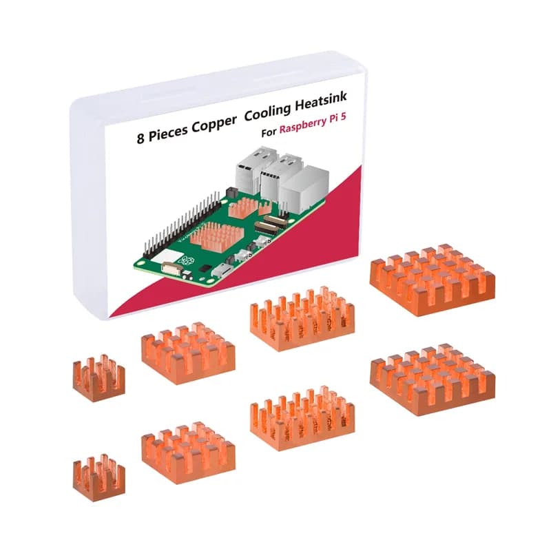 52Pi Медные радиаторы для Raspberry Pi 5 (8 шт.)