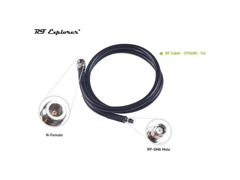 RF-кабель; Гнездо от N до вилки RP-SMA-CFD400-Black-1m для внутреннего шлюза SenseCAP M1 и антенны из стекловолокна