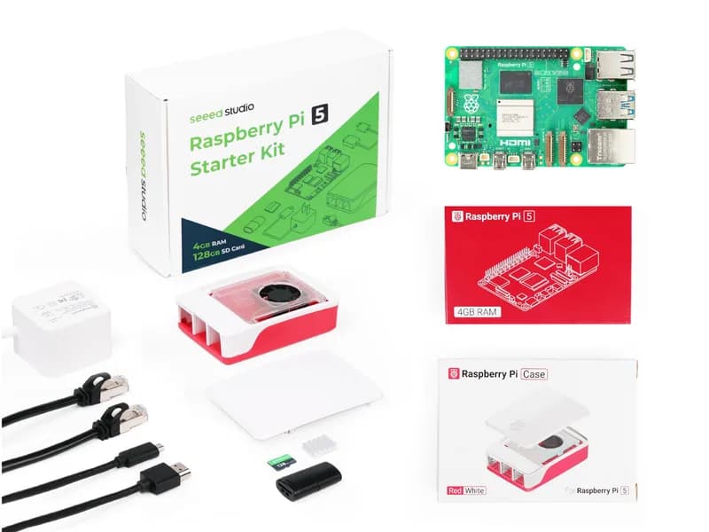Стартовый комплект Seeed Studio Raspberry Pi 5 — карта Micro SD 4 ГБ ОЗУ и 128 ГБ с предустановленной 64-битной ОС Raspberry Pi