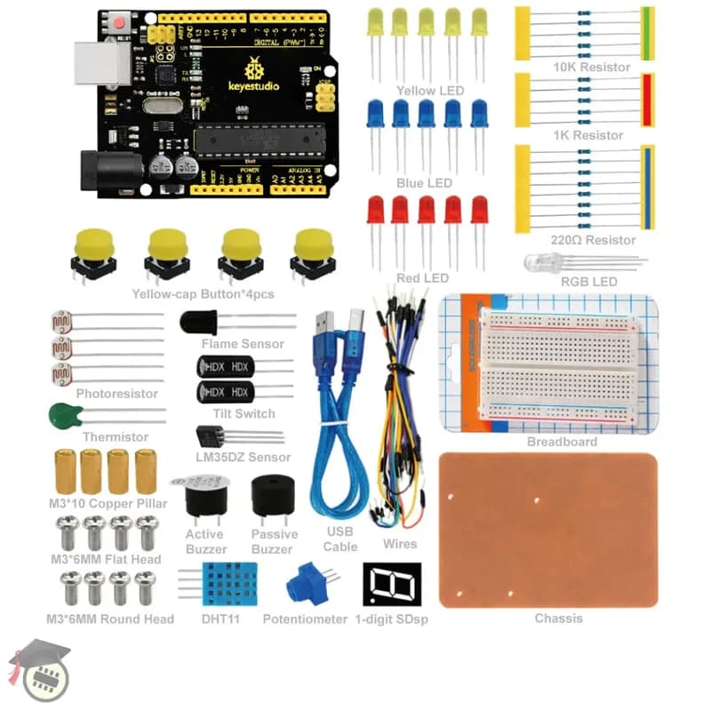Макетная плата UNO R3 для Arduino
Базовый макетный комплект