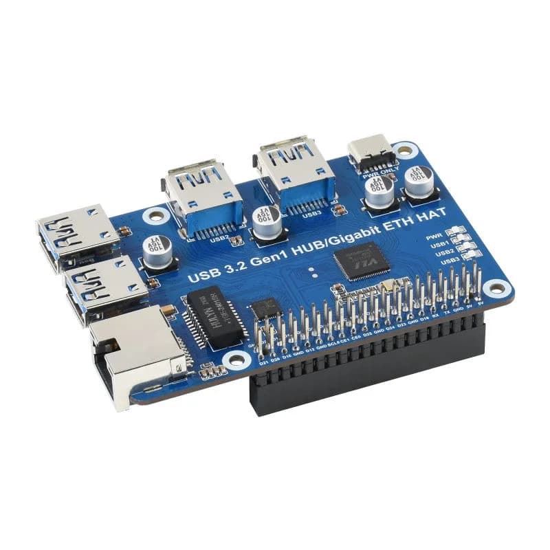 Шляпа Raspberry Pi USB3.2 Gen1/Gigabit Ethernet