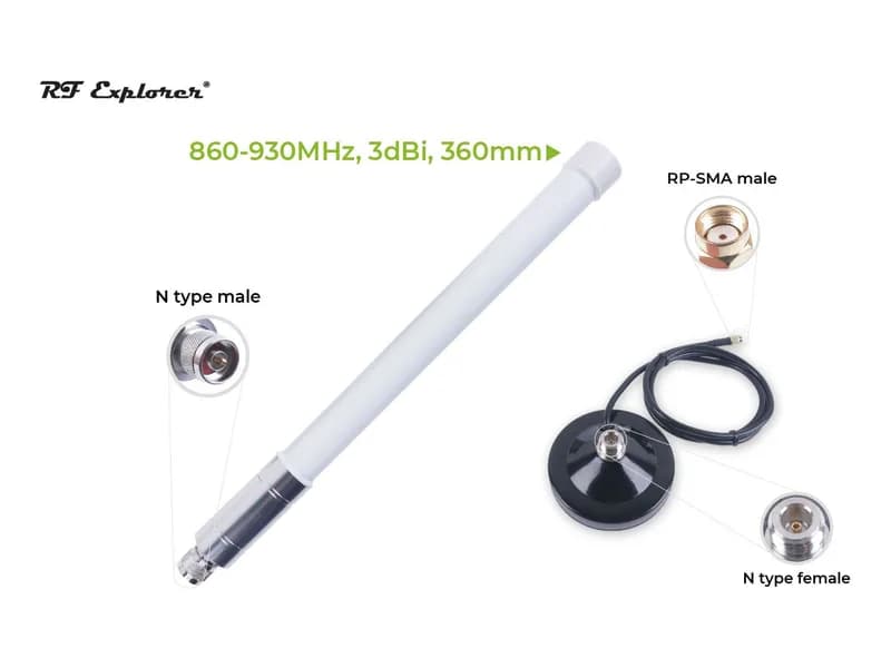 Комплект антенны LoRa из стекловолокна с основанием; РФЭЛА-1/389; 860-930МГц-3дБи-360мм