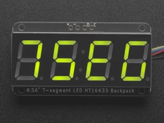 Adafruit 0,56-дюймовый 4-значный 7-сегментный дисплей с рюкзаком I2C — зеленый