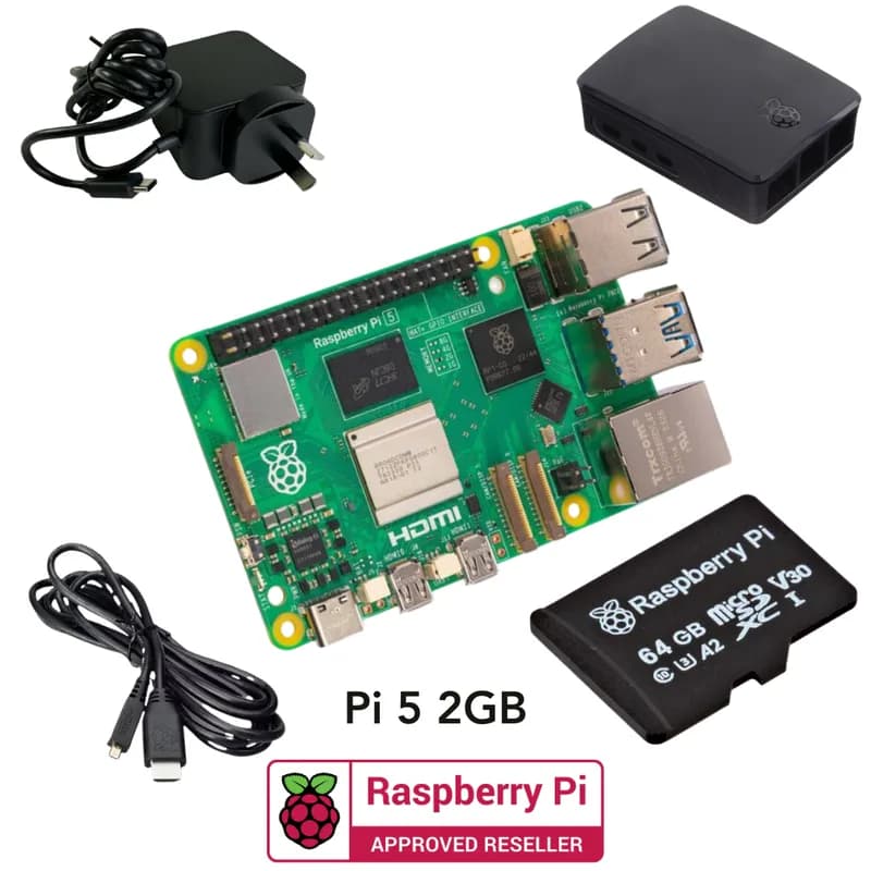 Стартовый комплект Pakronics® Raspberry Pi® 5 2 ГБ — черный