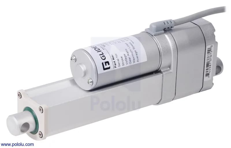 Glideforce MD122004-P Линейный привод средней мощности с обратной связью: 100 кгс, ход 4 дюйма (используемый 3,9 дюйма), 0,58 дюйма/с, 12 В