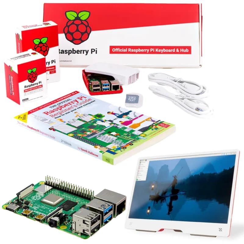 Настольный комплект Pakronics® Raspberry Pi® 4 4 ГБ с монитором (красный/белый)
