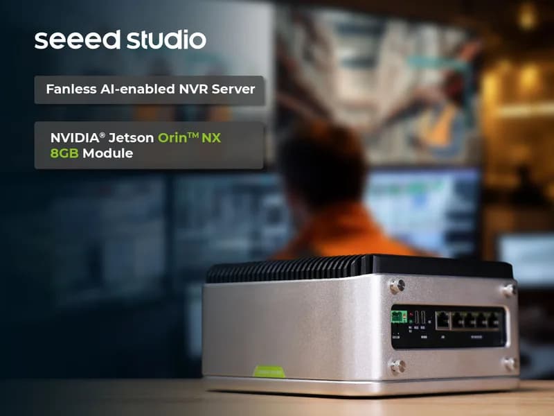 reServer Industrial J4011 — безвентиляторный сетевой видеорегистратор с поддержкой искусственного интеллекта и модулем NVIDIA Jetson Orin™ NX 8 ГБ.