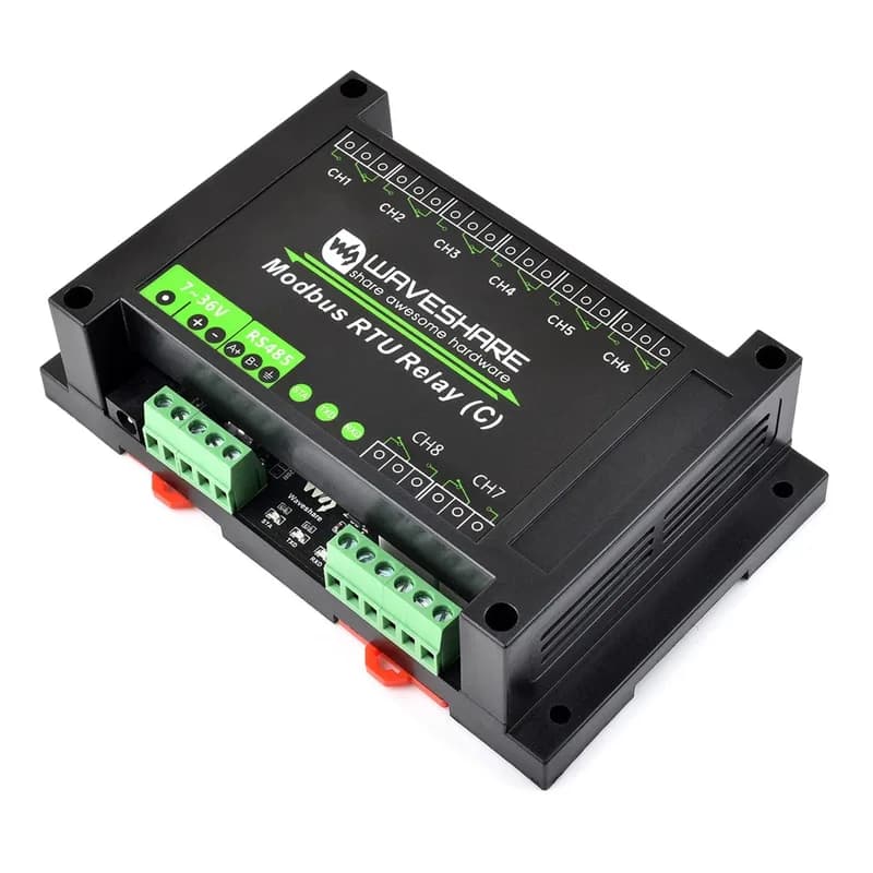 8-канальный модуль реле с фиксацией Modbus RTU (C) с интерфейсом RS-485