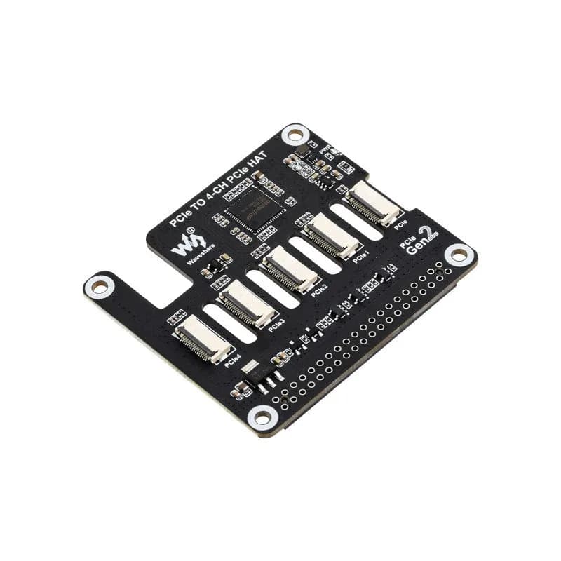 Waveshare Raspberry Pi 5 PCIe — 4-канальный PCIe FFC HAT