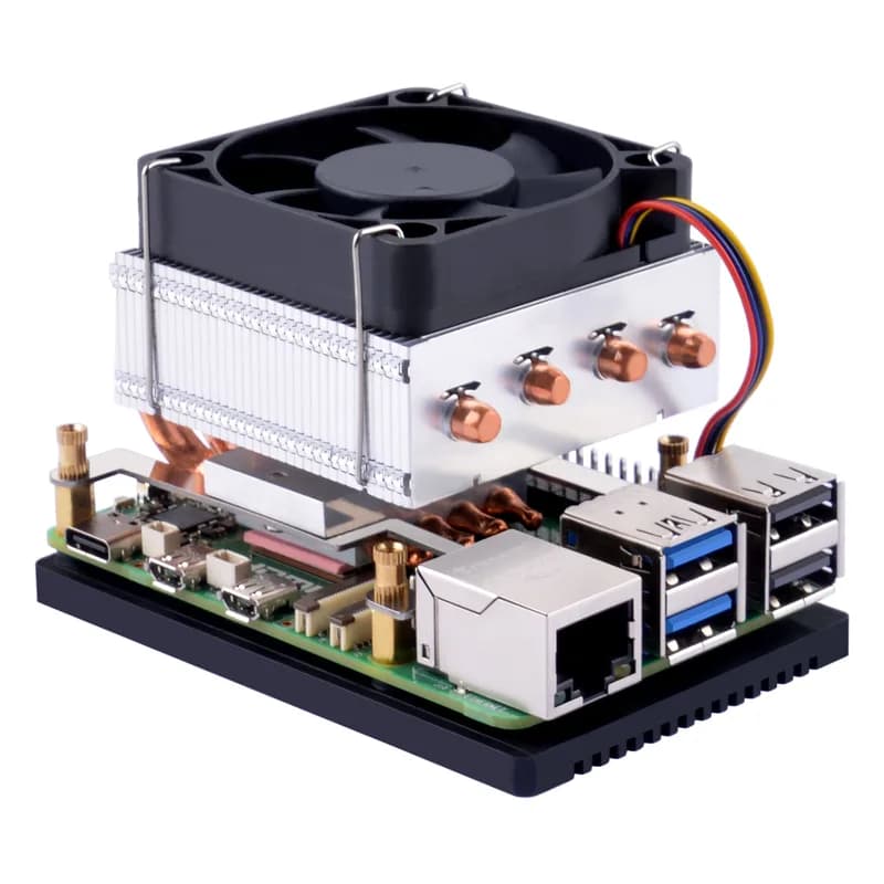 Низкопрофильный процессорный кулер 52Pi Plus для Raspberry Pi 5, алюминиевый радиатор с охлаждающим вентилятором для Raspberry Pi 5