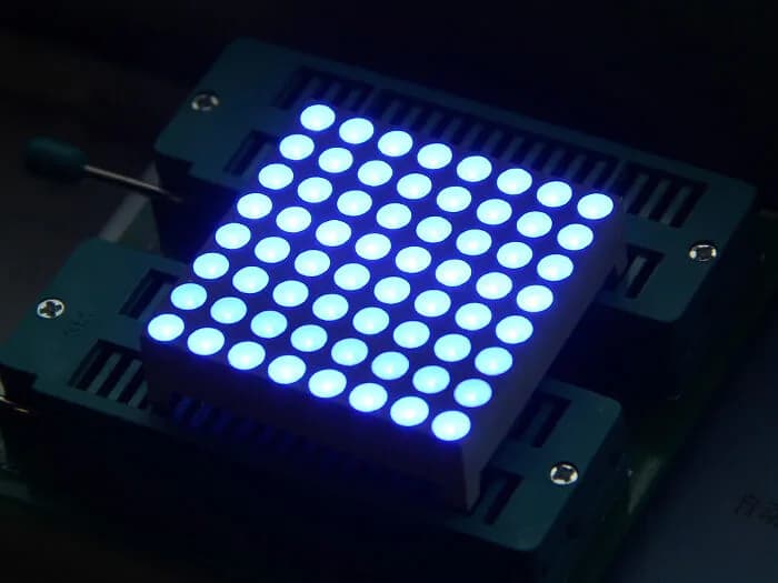 Квадратный матричный светодиод 38 мм 8x8 - синий общий анод