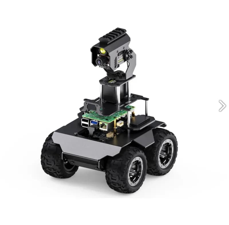 Робот RaspRover с открытым исходным кодом и полным приводом с искусственным интеллектом, два контроллера, цельнометаллический корпус, компьютерное зрение с возможностью поворота и наклона