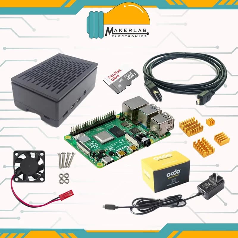 Raspberry Pi 4 Model B 8 ГБ ОЗУ Стартовый комплект OKdo Kit__ DualFan Официальный блок питания — 32 ГБ
