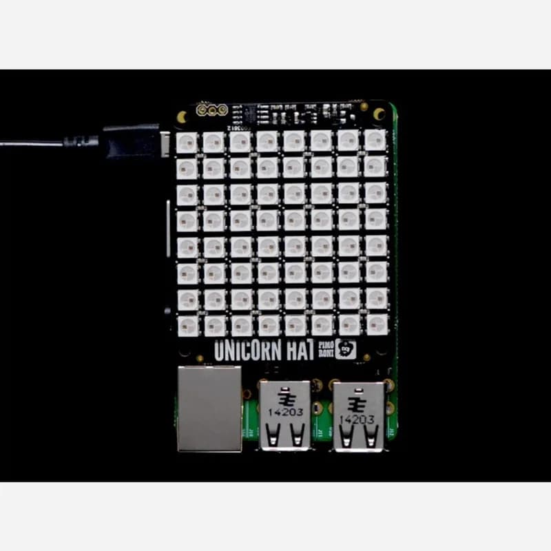 Шапка Pimoroni Unicorn - 8x8 RGB LED Shield для Raspberry Pi A+/B+