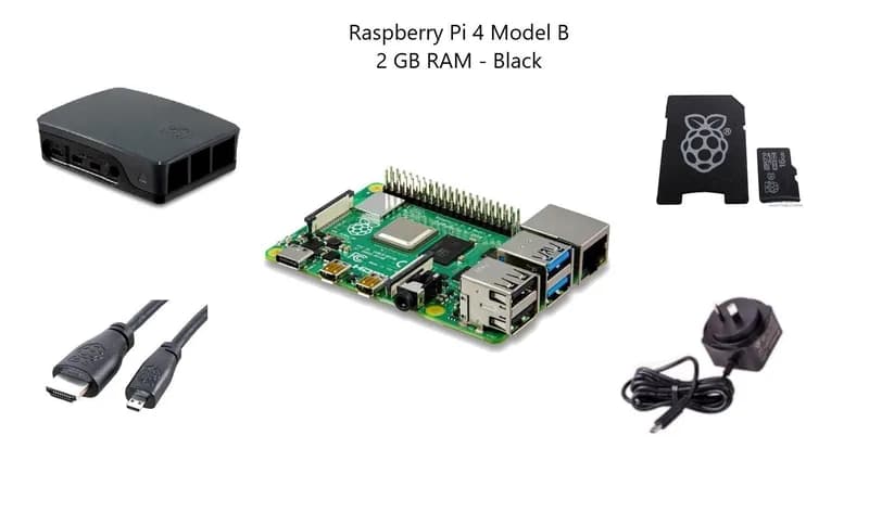 Стартовый комплект Pakronics® Raspberry Pi® 4 Model B, 2 ГБ — черный