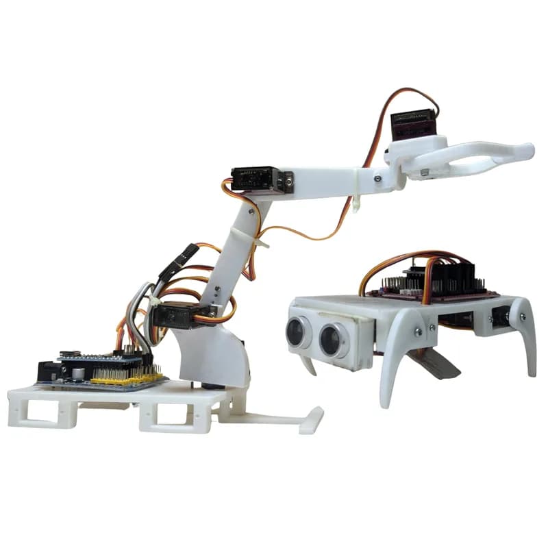 STEM Роботизированный комплект 2-в-1 Четвероногий робот-собака и роботизированная рука с 4 степенями свободы