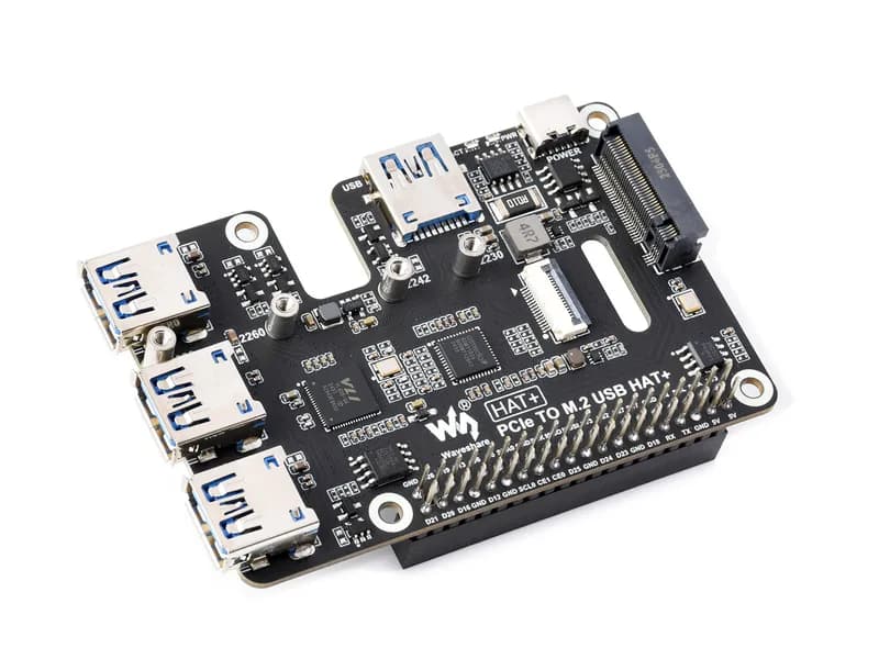 Raspberry Pi 5 PCIe HAT — USB 3.2 Gen 1, поддержка твердотельных накопителей M.2 NVMe