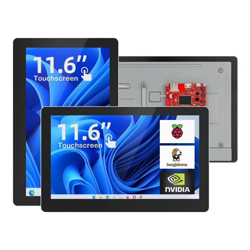 CrowVision 11,6-дюймовый емкостный сенсорный экран IPS для Raspberry Pi 4/5 - HD-дисплей 1366x768 с мультитач
