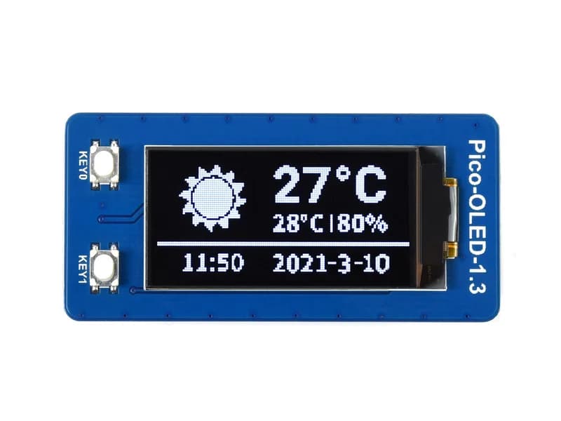 Модуль 1,3-дюймового OLED-дисплея для Raspberry Pi Pico — 64×128 — SPI/I2C
