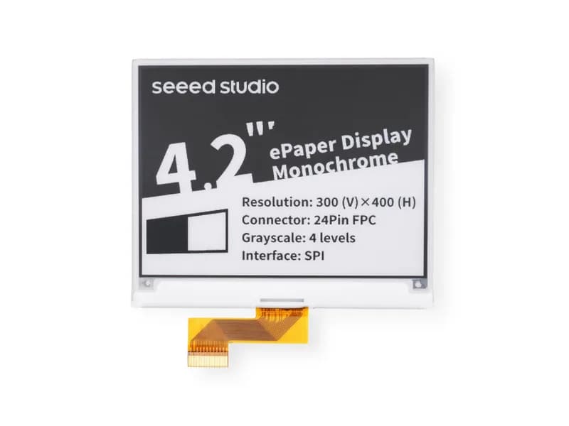 4,2-дюймовый монохромный дисплей eInk/ePaper с разрешением 400x300 пикселей, интерфейс SPI, поддержка XIAO/Arduino