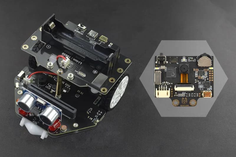 micro:Maqueen Plus V2 (батарея 18650) с линзами HUSKYLENS