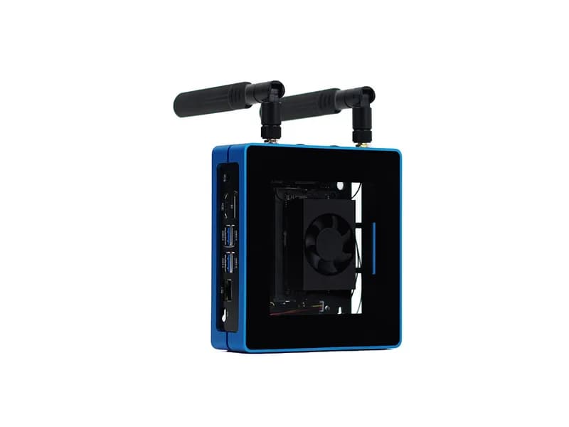 Jetson SUB Mini PC-Blue с модулем Jetson Xavier NX, алюминиевым корпусом с охлаждающим вентилятором, твердотельным накопителем на 128 ГБ, Wi-Fi, антеннами и предустановленной системой JetPack