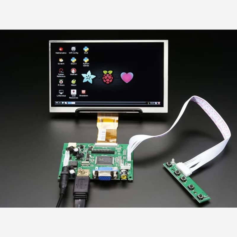 HDMI 4 Pi: 7 Дисплей без сенсорного экрана 1024x600 – HDMI/VGA/NTSC/PAL